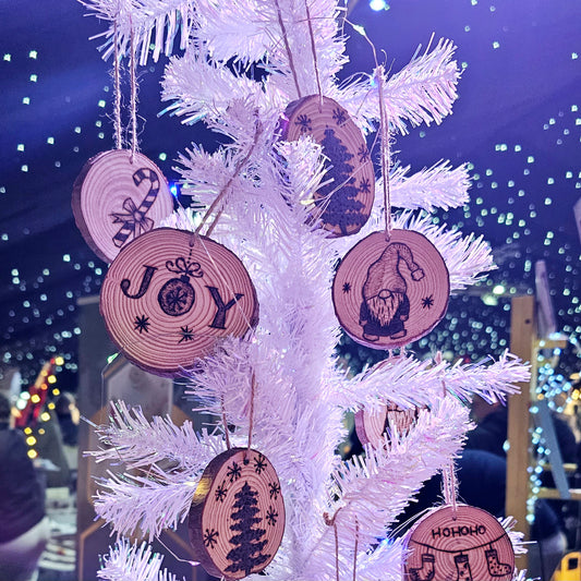 Engraved Wood Christmas Ornament || Personalized Engraved Wood Slice Christmas Ornament