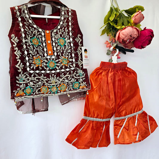 Eid Collection 2025 | Baby Girl Embroidered 3Pc Kameez Shalwar for Eid & Party wear