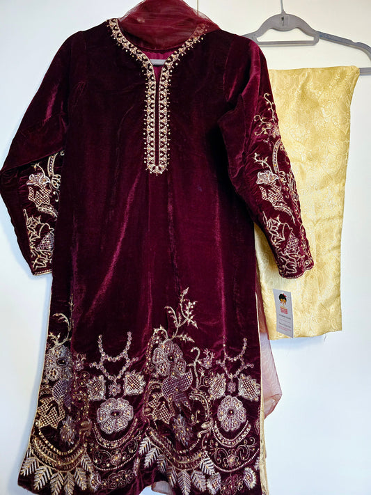 Shalwar Kameez Party Heavy Velvet Bollywood Indian Wear Designer Wedding 3Pc