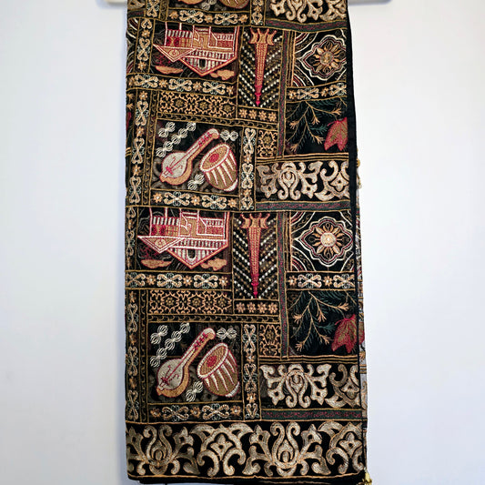 Black Full Embroidered Pakistani Shawl