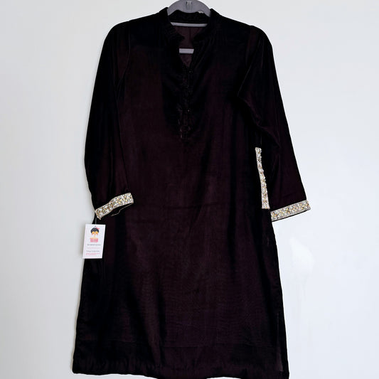 Dark Brown Velvet Kurta Partywear ,Winter Velvet Kameez, Designer Velvet Suit