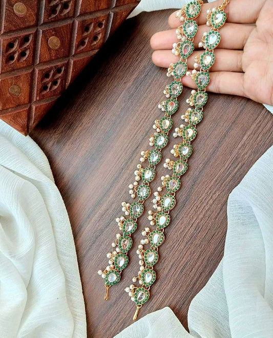 Pure Kundan Pazaib || Indian/ Pakistani/ Traditional Anklet Pair || Antique Gold Wedding Bridal Pazaib || Bollywood Jewelry, Ethnic Wear