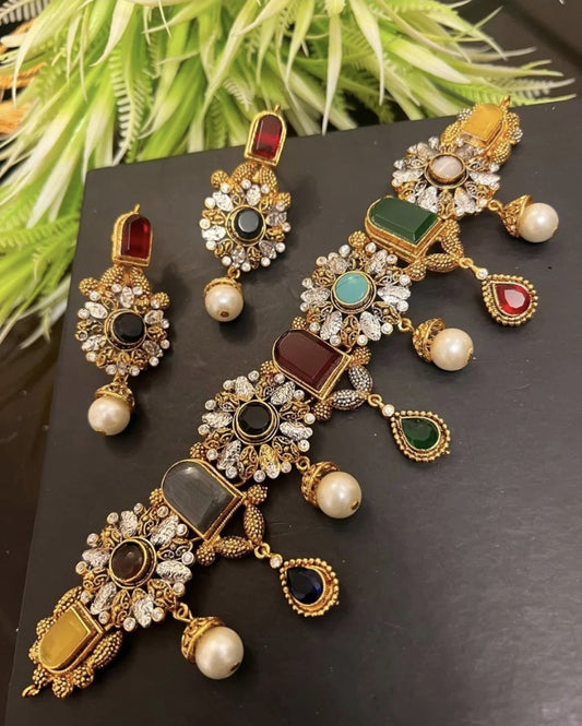 Colorful Delicate Party Set / Indian Pakistani Shaadi Jewelry Wedding/ Sabyasachi Bollywood Muslim fashion