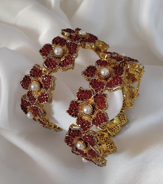Bangle Openable Kara Set || Glod Plated Kara Pair || Bangles with Zircon Stones
