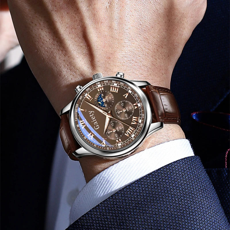 GAIETY High Quality Men's Luxury Belt Fashion Quartz Watch Men Round