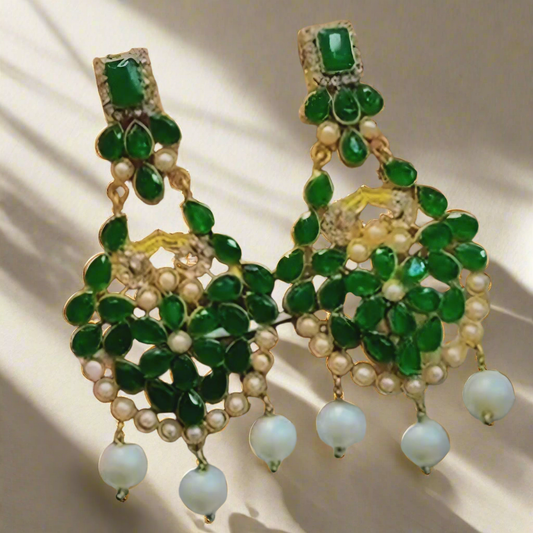 Pakistani Khundan Jewelry || Jhumka Earrings for Wedding and Party || Chandbali/Kundan Golden Earrings | Indian/Pakistani jewellery