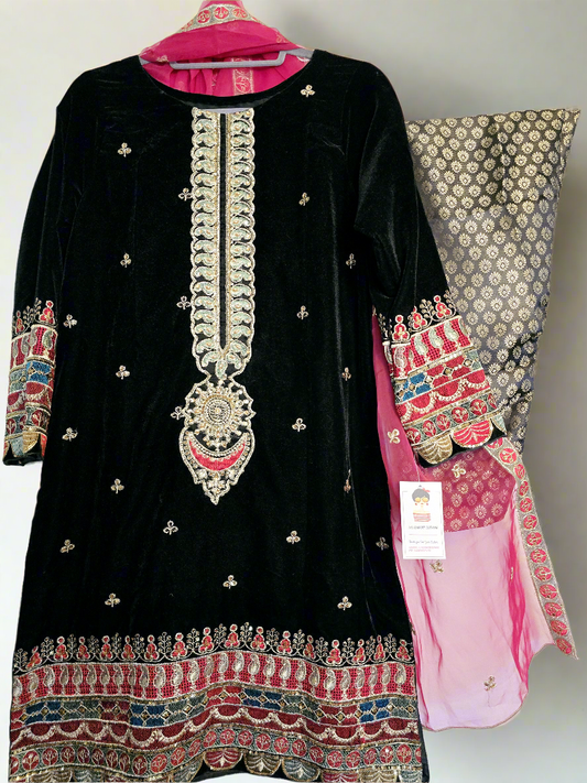 Shalwar Kameez Party Heavy Velvet Bollywood Indian Wear Designer Wedding 3Pc